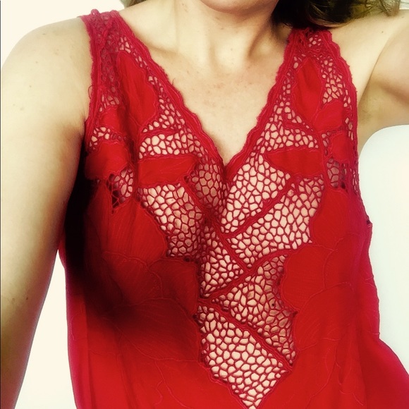 ✨Vintage Super Plunge Crochet Lace Sleeveless Top - Picture 2 of 8